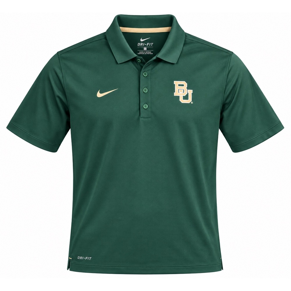 Nike Dri-FIT Baylor Bears Polo Shirt Mens Large Green Gold NCAA Team Apparel